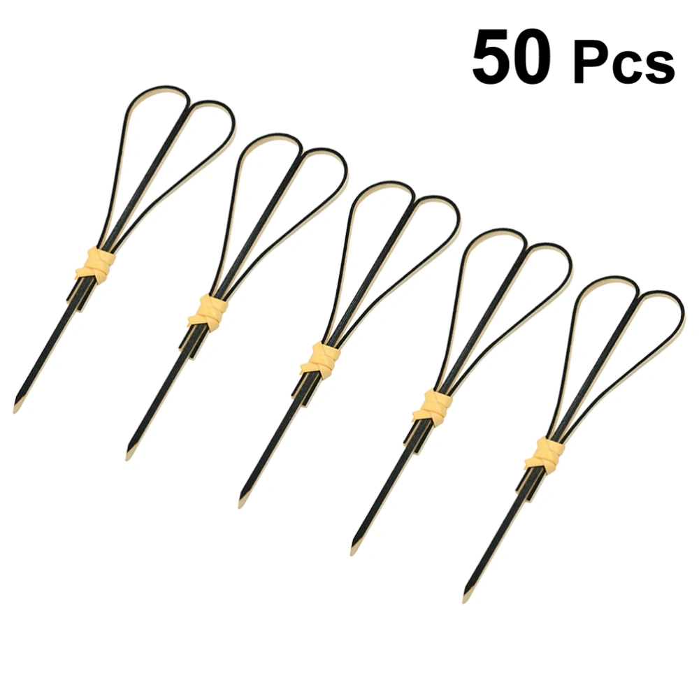 50 Pcs 10 cm Cocktail Picks Creative Handmade Scissors Shaped Appetizer Picks Fruit Picks Party Supplies (Black)