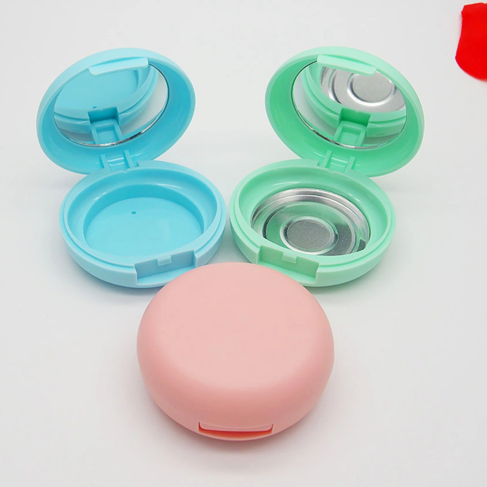 1 Set of 2pcs Refillable Empty Loose Powder Box with Mirror  Makeup Case Blusher Cosmetic Container DIY Beauty Tool Jar (Blue, No Aluminum Box or Powder Puff)