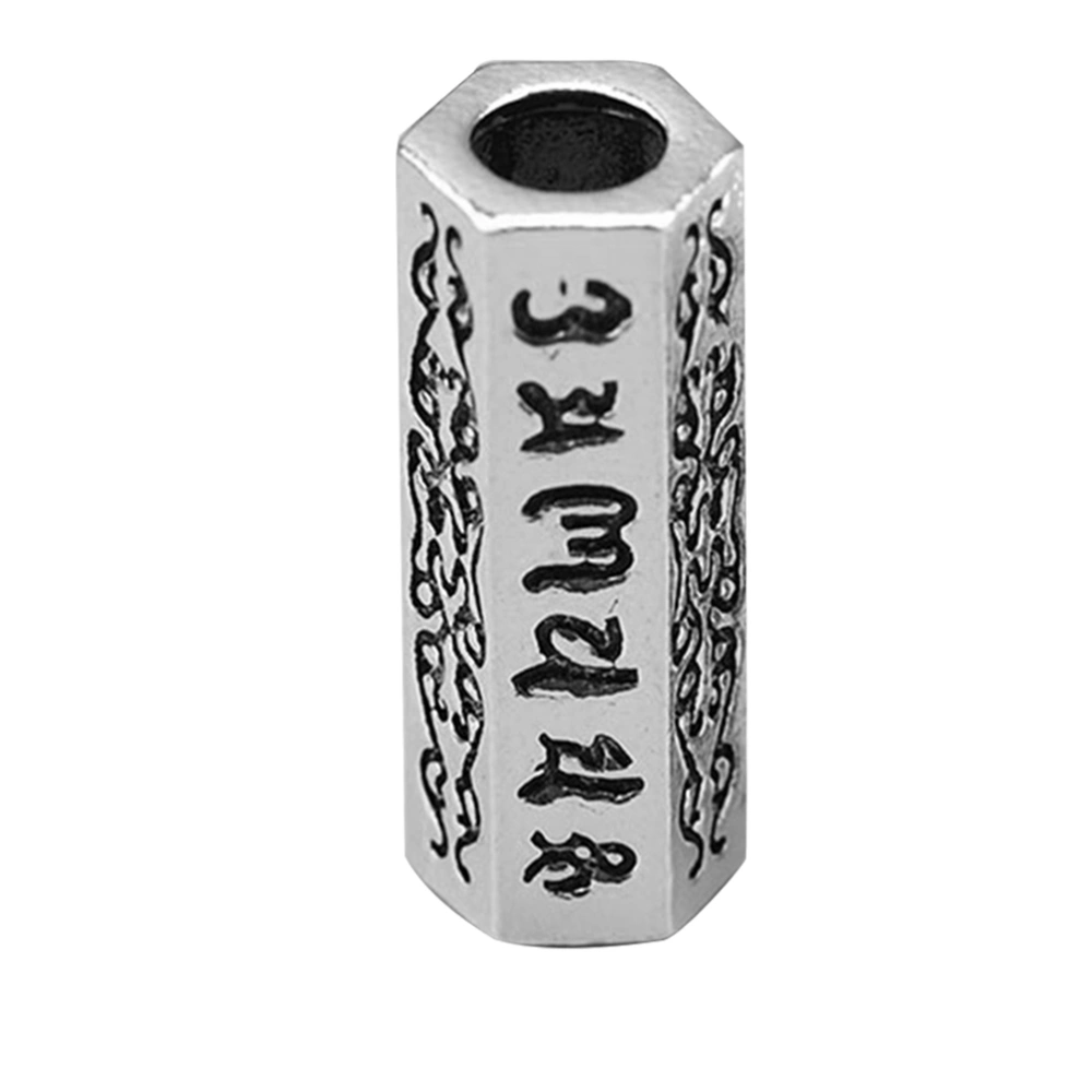 1PC Six Words Mantras Silver Spacer Bead Pendant Charm for Jewelry Making Art Craft (Size S)