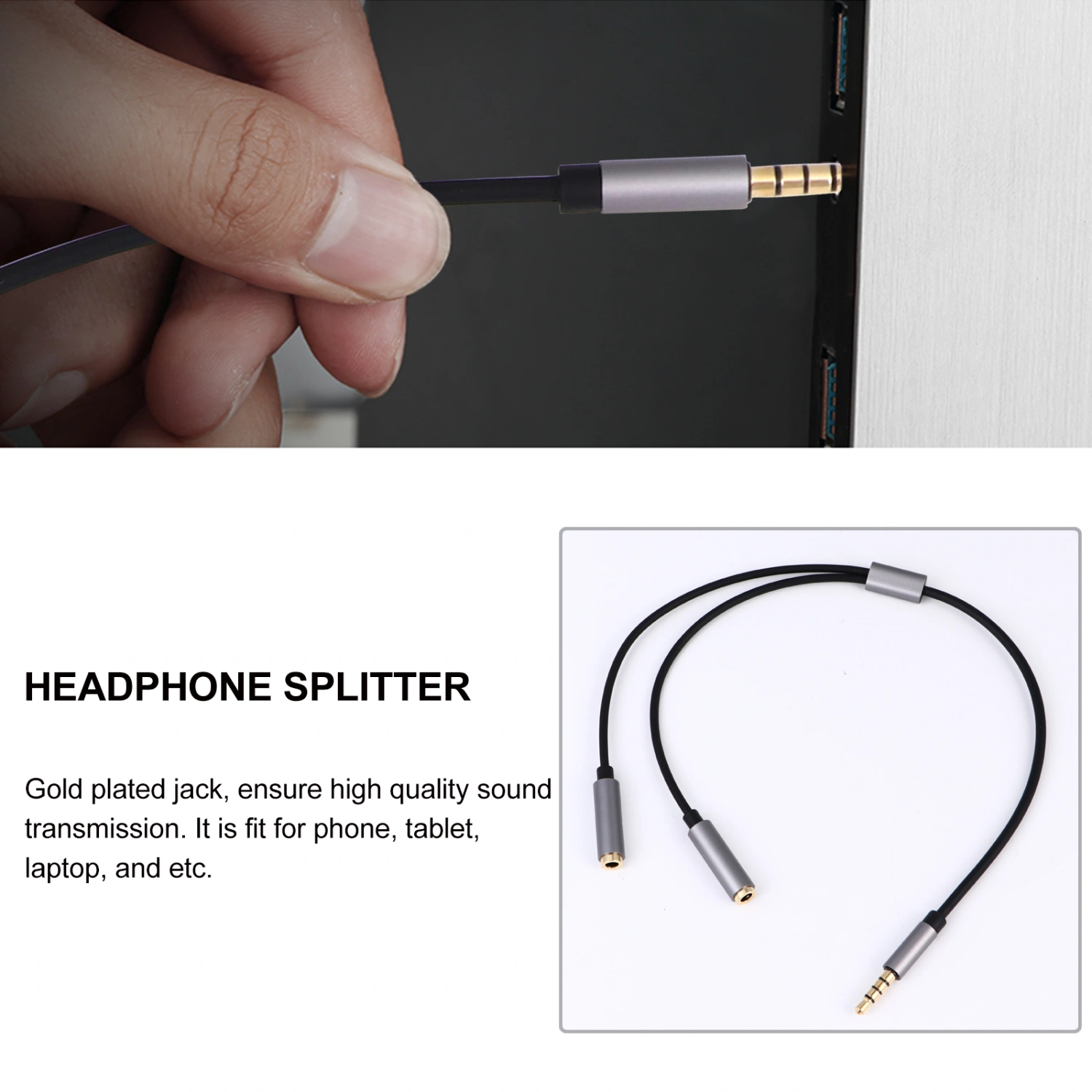 Headphone Audio Splitter For Microphone Earphone 3.5mm Audio Adapter Cable