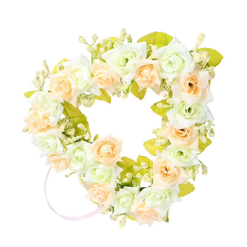 Artificial Garland Heart Shaped Wreath Wall Hanging Garland Lifelike Flower Wreath for Home Store Festival Wedding (White)