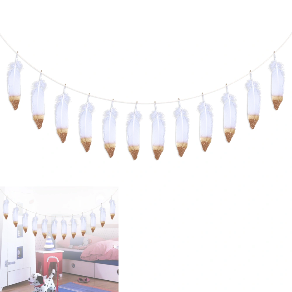 3M Glitter  Tassel Bunting Banner Garland Kids Bride Room Decorations Birthday Wedding Party Supplies (White and Golden)