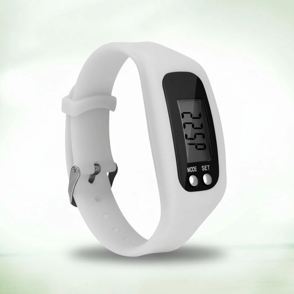 LED Multi Function Pedometer Leisure Sports Watch Calorie Monitoring Electronic Watch White