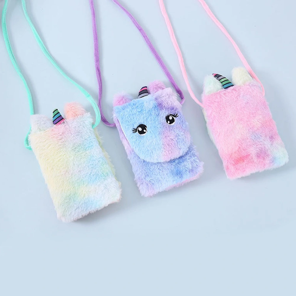 Plush Messenger Bag Unicorn Crossbody Bag Kawaii Purse Cellphone Shoulder Bags for Girls Women Light Green