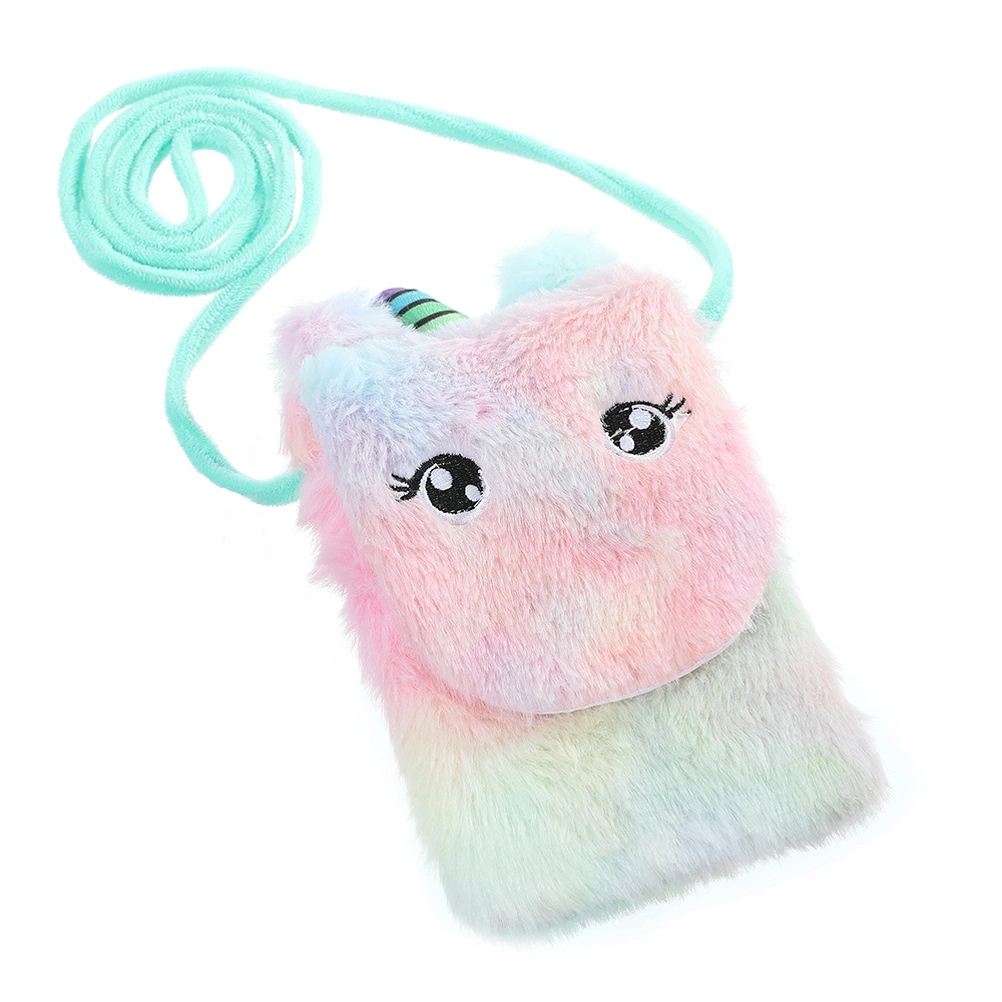 Plush Messenger Bag Unicorn Crossbody Bag Kawaii Purse Cellphone Shoulder Bags for Girls Women Light Green