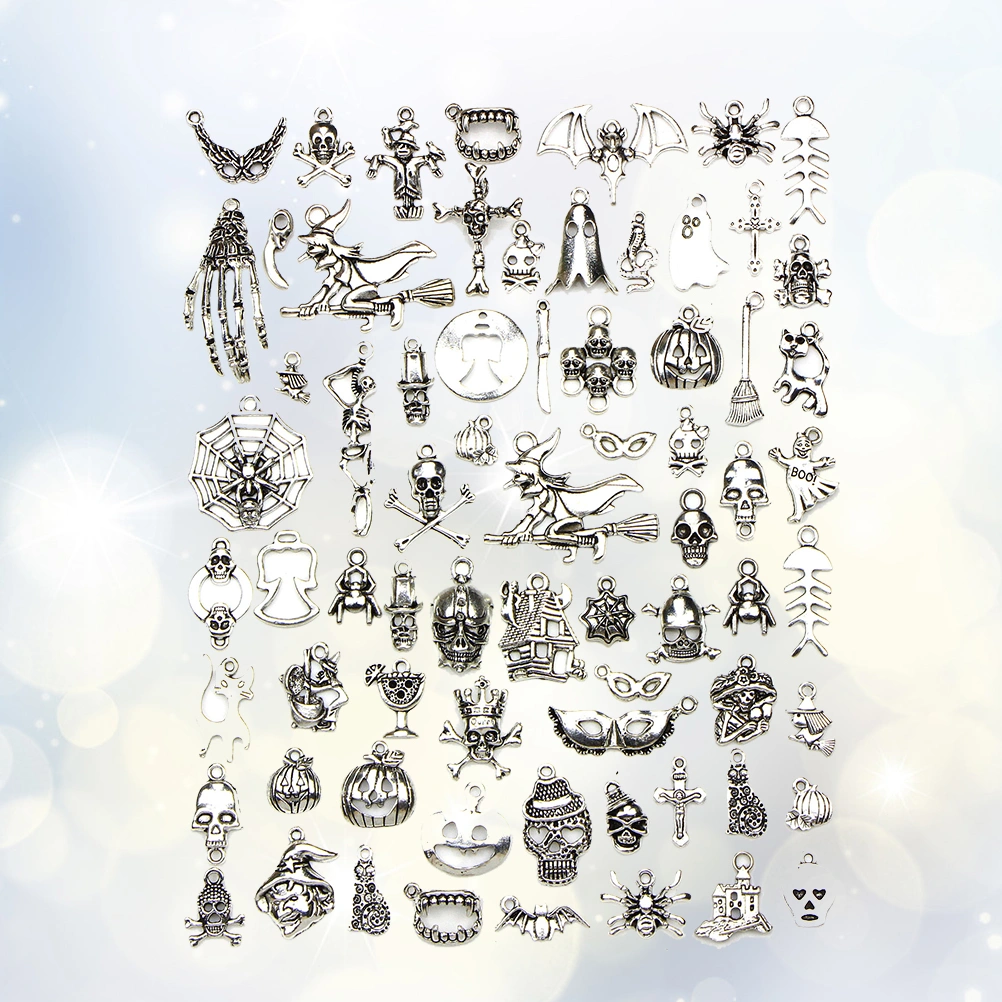 70pcs Haloween DIY Accessories for Crafts Bracelets Necklace Keychain Jewelry Random Style