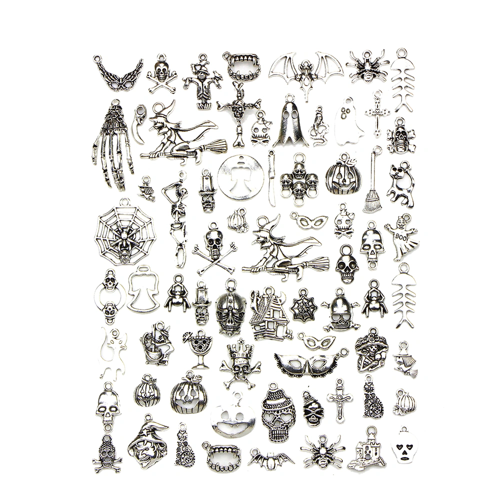 70pcs Haloween DIY Accessories for Crafts Bracelets Necklace Keychain Jewelry Random Style