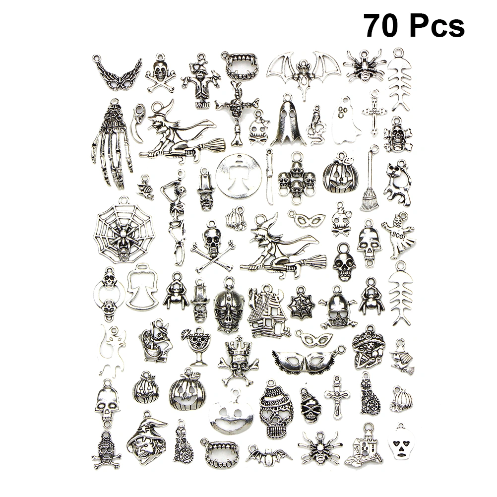 70pcs Haloween DIY Accessories for Crafts Bracelets Necklace Keychain Jewelry Random Style