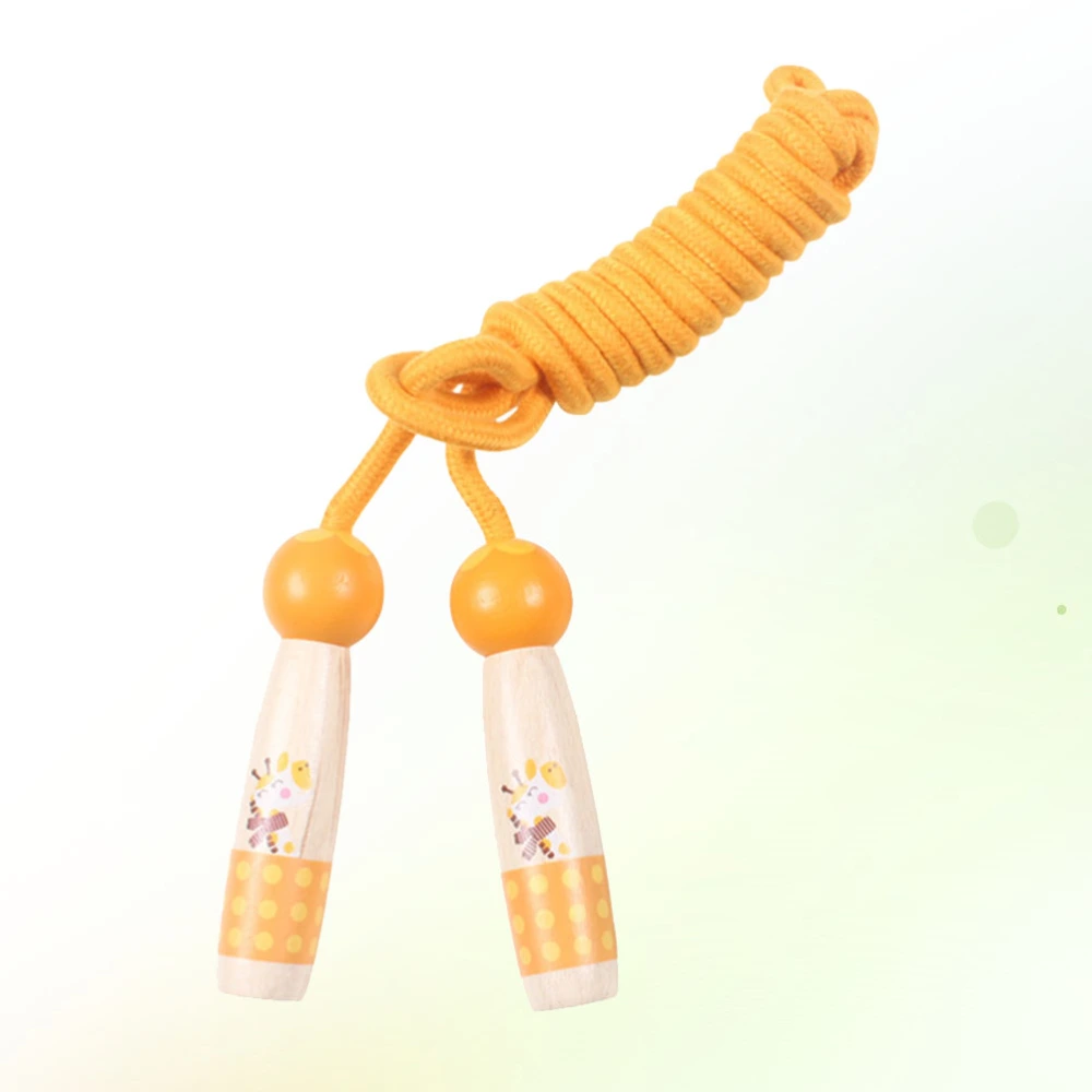 Children Sports Skipping Rope Jump Rope with Wood Handle Early Education Toy Kid Fitness Equipment for Kids (Orange Giraffe)