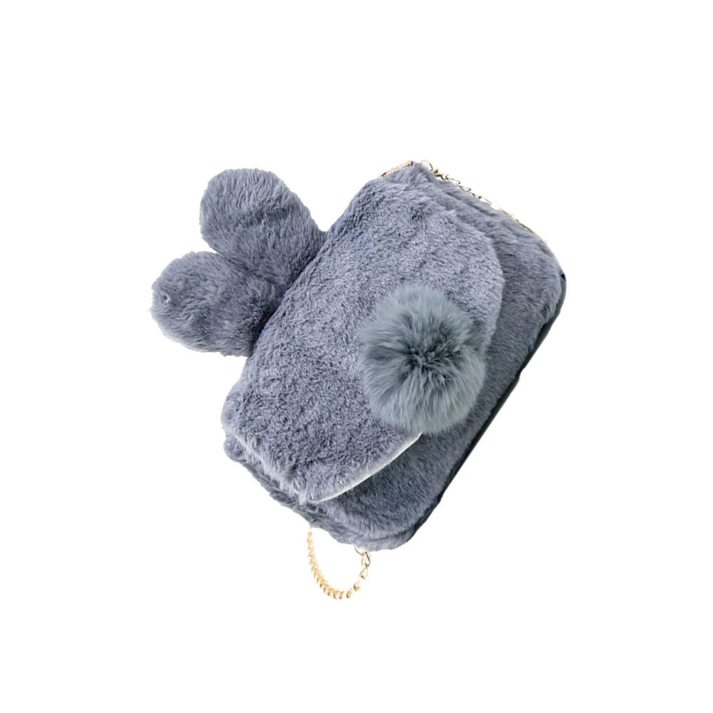 Grey Bunny Design Shoulder Pouch Adorable Plush Crossbody Bag Fashion Rabbit Coin Bag Girl Storage Bag Portable Outdoor Purse