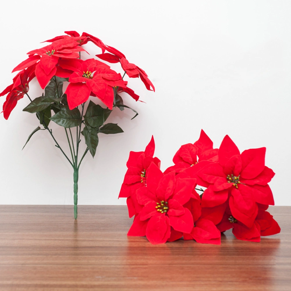 1PC Simulation Poinsettia Artificial Floral Christmas Tree Decorations Xmas Home Door Decor