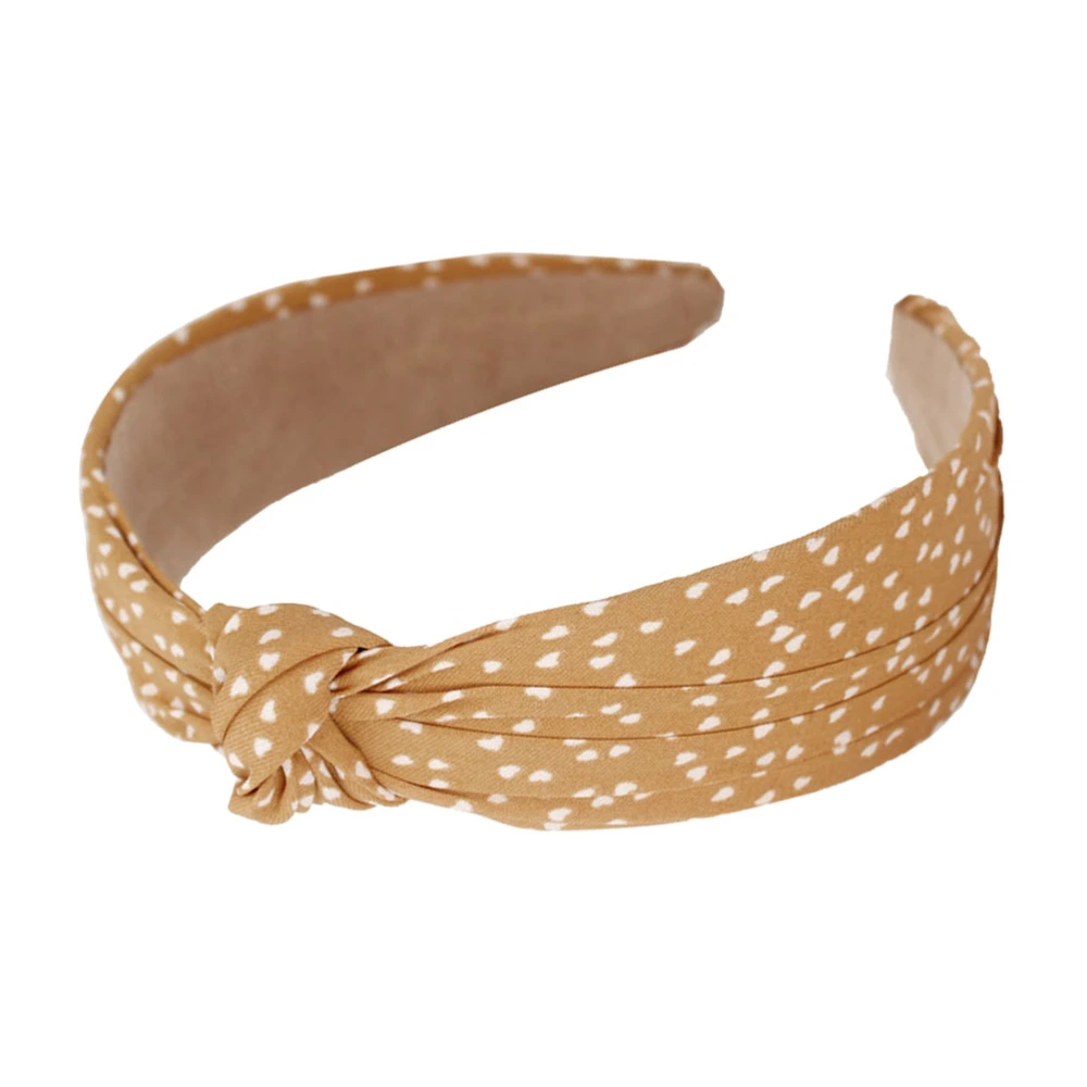 Polka Dot Wide-brimmed Headbands Fabric Delicate Hair Band Hair for Women Girls (Yellow)