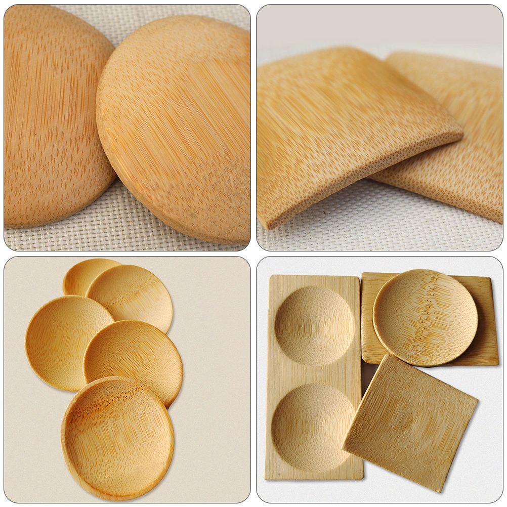 1 Set 12Pcs Bamboo Snack Plates Seasoning Dishes Dessert Plates (Assorted Color)