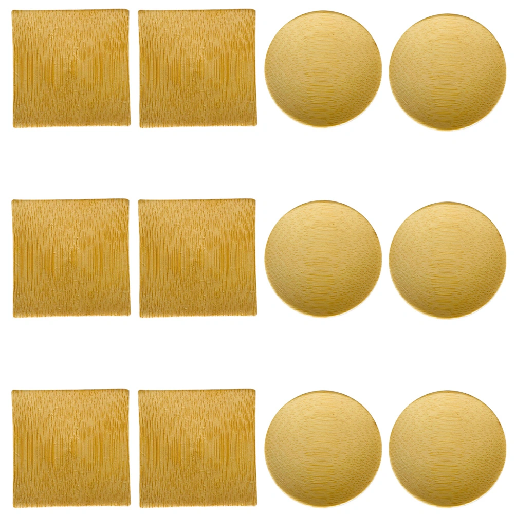 1 Set 12Pcs Bamboo Snack Plates Seasoning Dishes Dessert Plates (Assorted Color)
