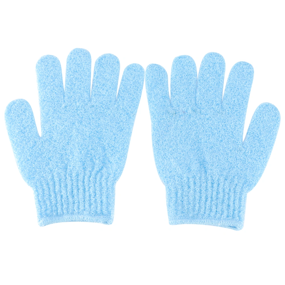 2 Pair Bath Exfoliating Glove Five Fingers Body Scrub Gloves Bath Shower Sauna Scrubber Mitt for Men Women (Blue)