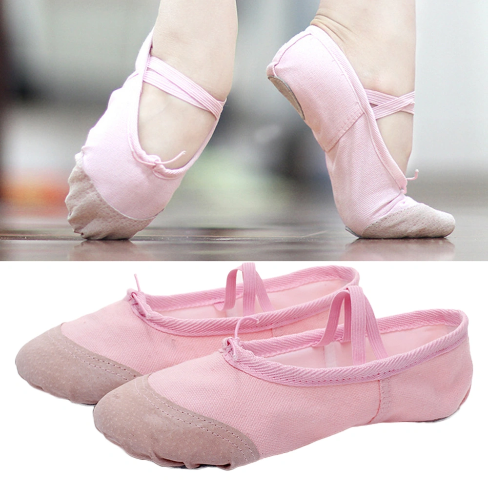 1 Pair of Ballet Shoes Lightweight Anti-slip Dancing Shoes Yoga Shoes for Kids Adults - Size 39 (Pink)