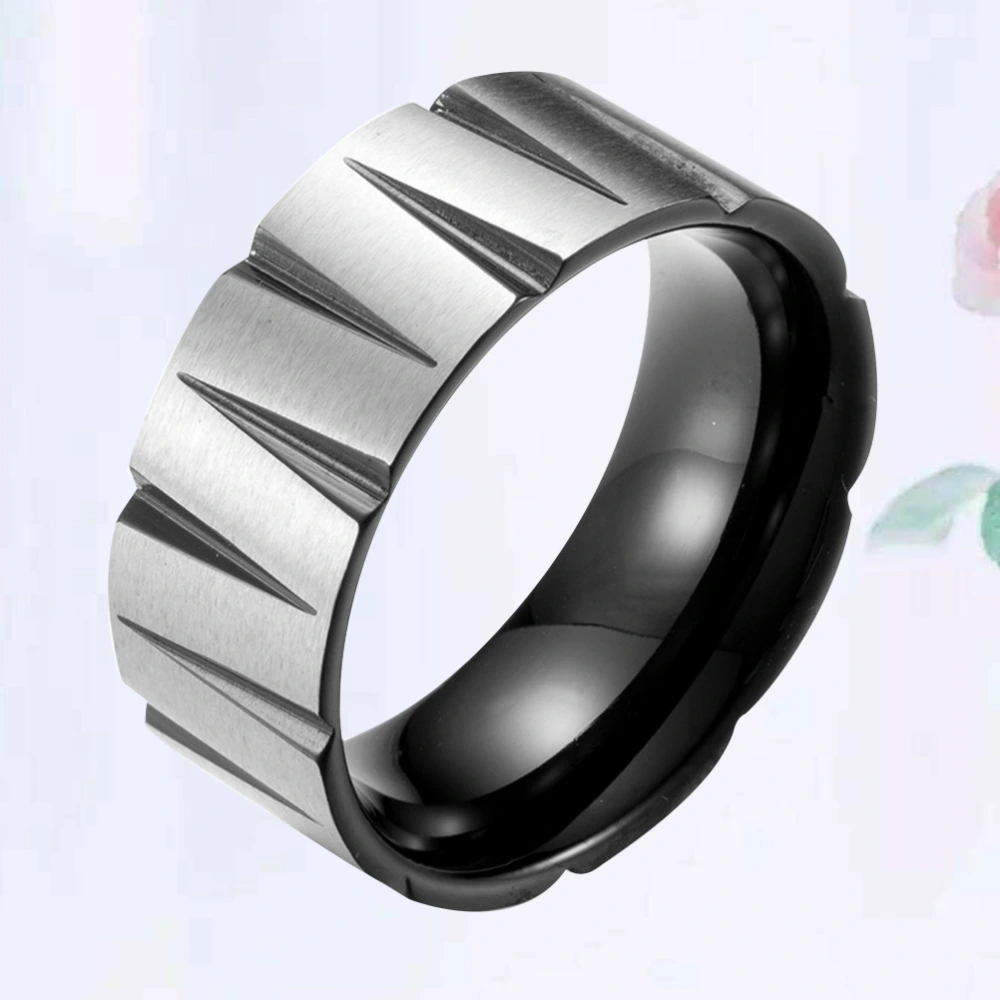 1Pc Personality Colorful Finger Ring Durable Titanium Steel Ring Creative Unique Cone Shaped Ring Jewelry for Men Males (Black Size 12#)