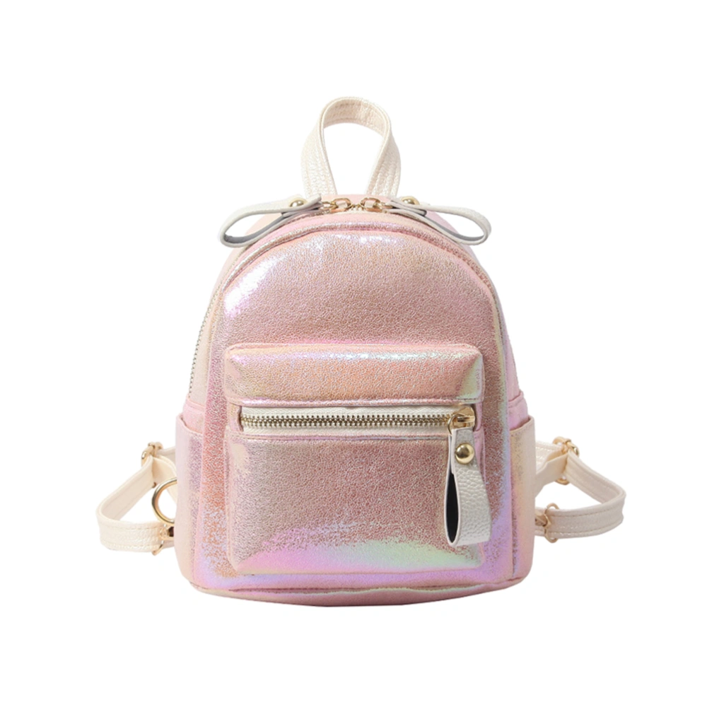 Womens Shoulder Bag Korean Version Pearl Pattern Glossy Shoulder Bag Simple Personality Wild Girl Small Backpack (Pink)