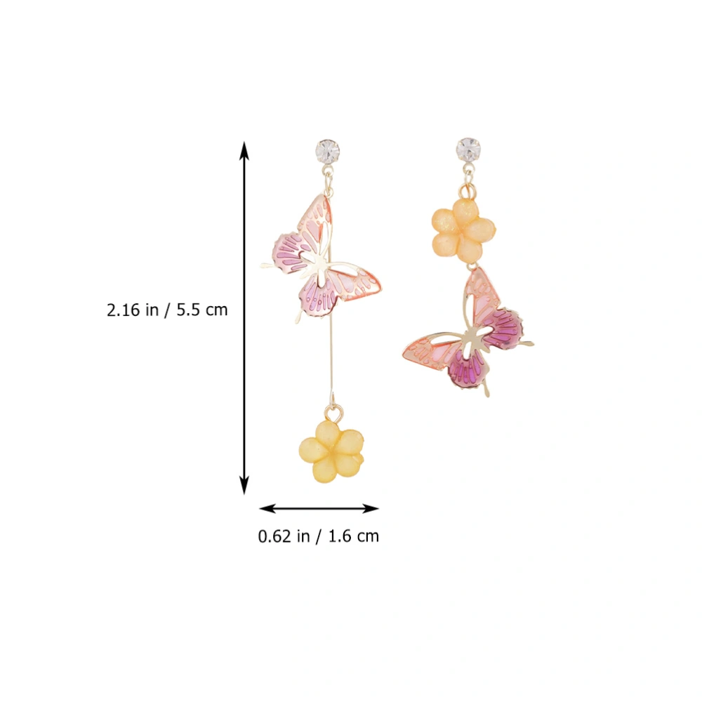 1Pair Flower Earrings Creative Silver Ear Pendants Women Jewelry