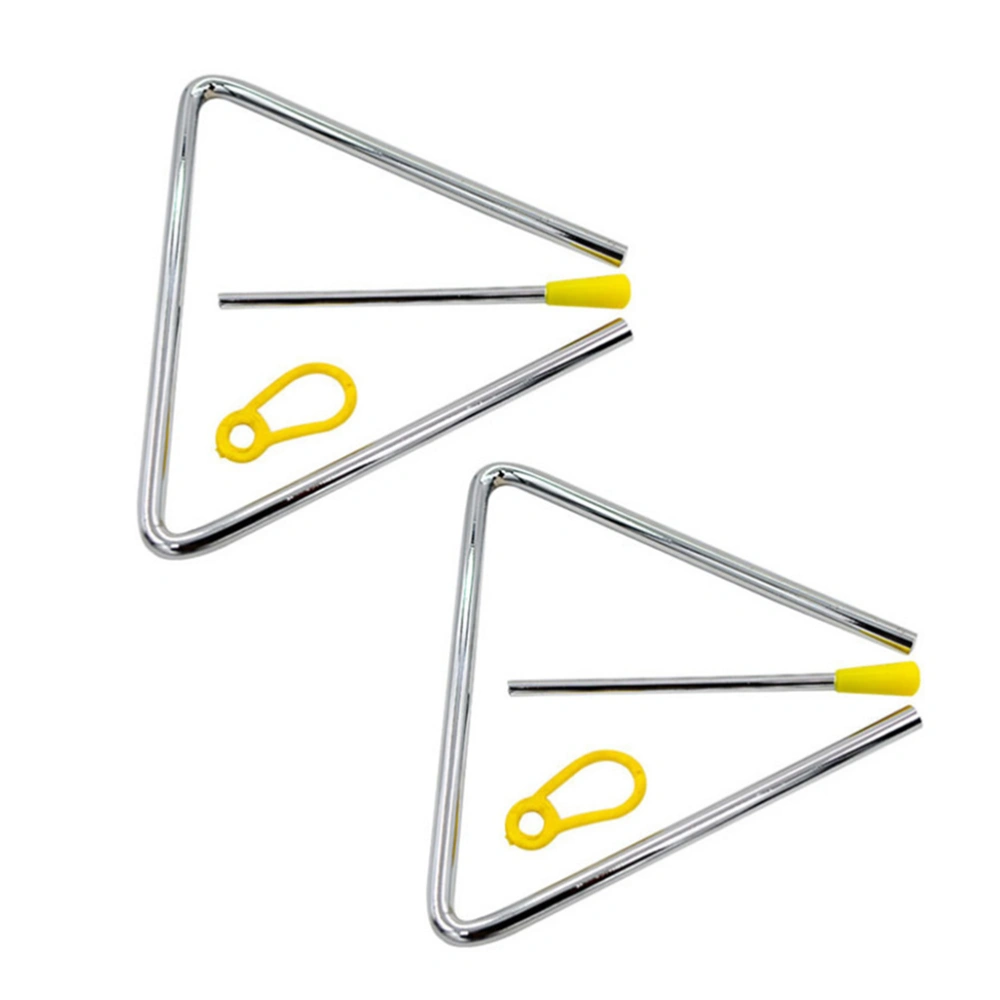 2 Sets Children Percussion Instrument Triangle Bell Kindergarten Early Childhood Music Teaching Tool (Yellow + Silver)