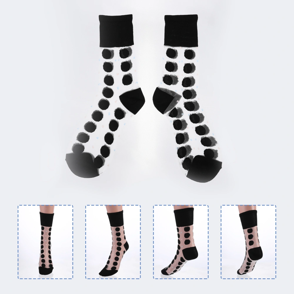 1 Pair of Chic Middle Tube Socks Chinlon Transparent Socks for Girls Ladies