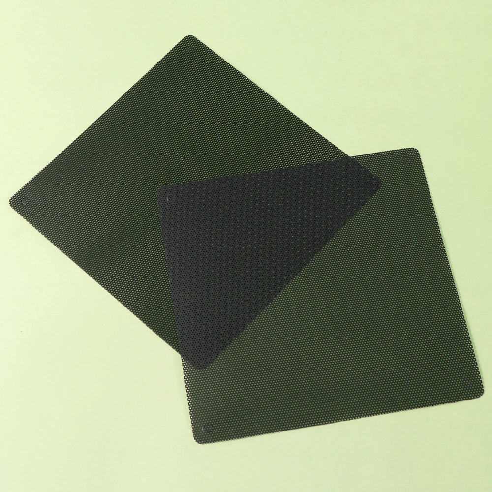 2 Pcs PVC Dustproof Filter Square Computer Mesh Dustproof Cover for Chassis Fan (14x14cm)