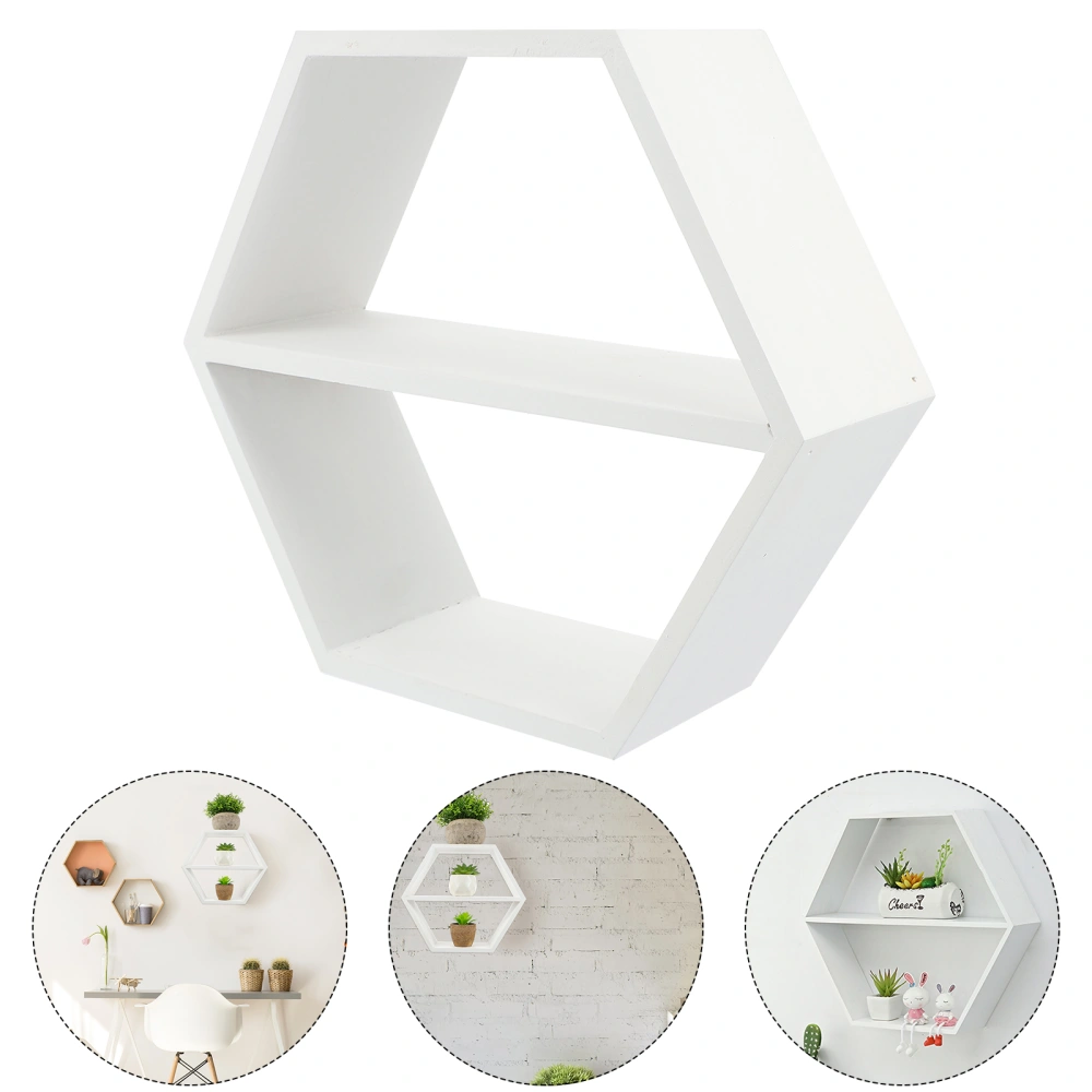 1pc Hexagonal Designed Wall Storage Rack Home Storage Holder Mini Decor Holder