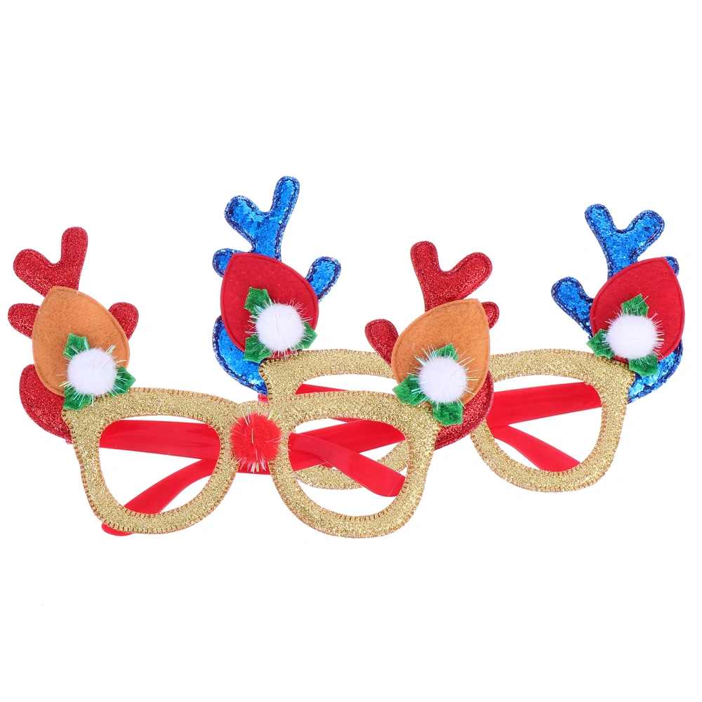 4Pcs Christmas Glasses Funny Antler Glasses Decorative Eyeglasses Party Glasses