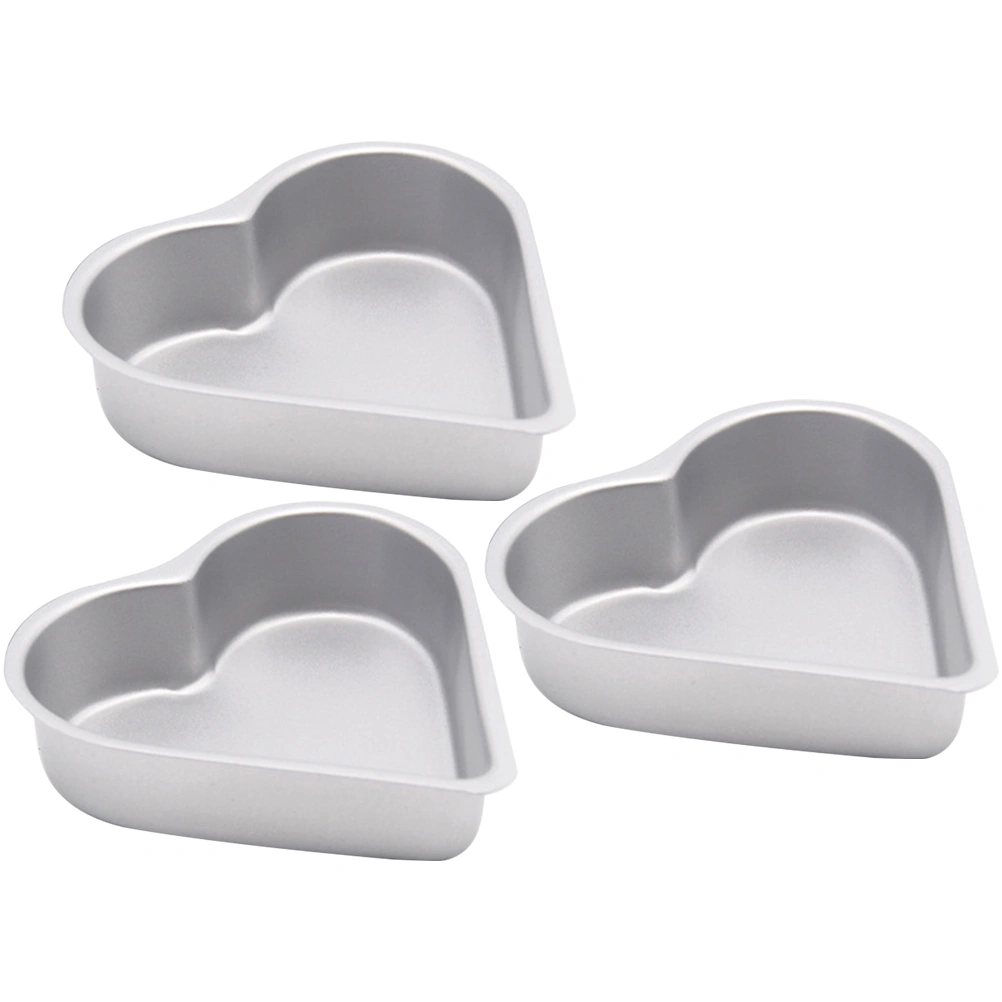 3Pcs Metal Pudding Molds Heart Cake Molds Non-stick Jelly Molds Metal Pudding Pans