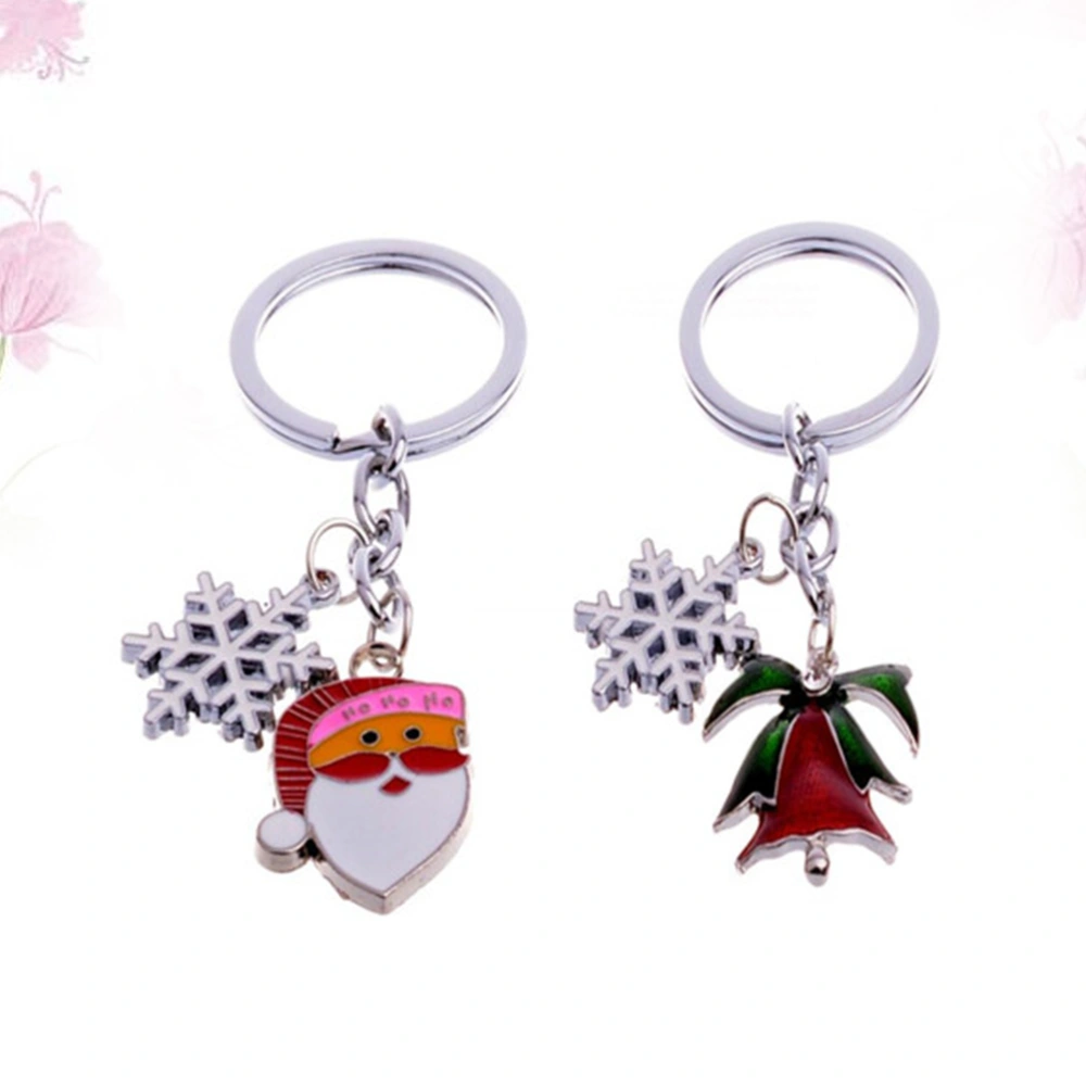 2 Pcs Christmas Keyrings Metal Keychains Pendant Decorations Jewelry Accessories for Car Key Purse Bag Gift