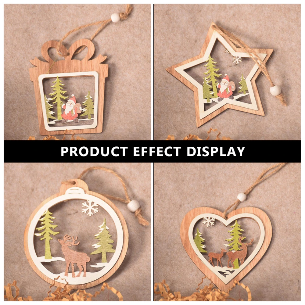 5pcs Christmas Wood Hanging Decorations Pendants Hanging Ornaments (Mixed Style)