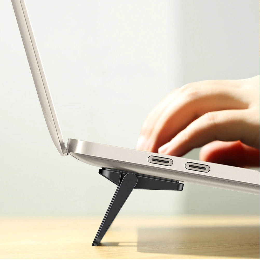 2PCS Mini Laptop Stand Foldable Laptop Support Holder Portable Notebook Computer Bracket Universal Desktop Laptop Stand for Travel Work Home Black