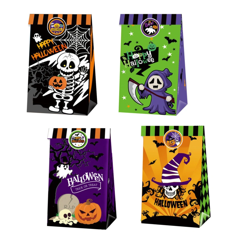 12pcs Halloween Gift Bag Candy Storage Boxes Party Photo Props Candy Packaging Bag Paper Packaging Bag Creative Packaging Bag with 2pcs Stickers