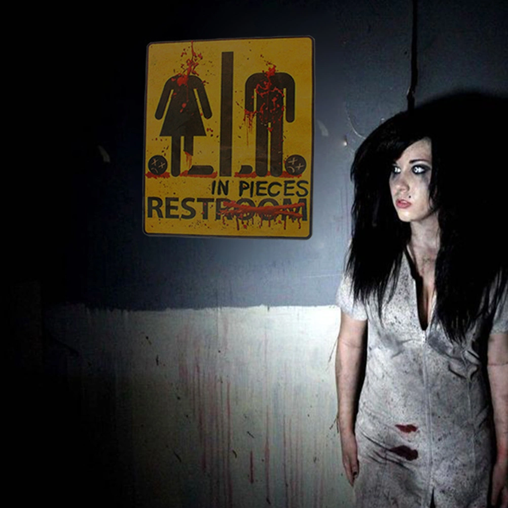 Halloween Horror Party Decorative Bloody Restroom Bathroom Door Sign Sticker - 43x31cm