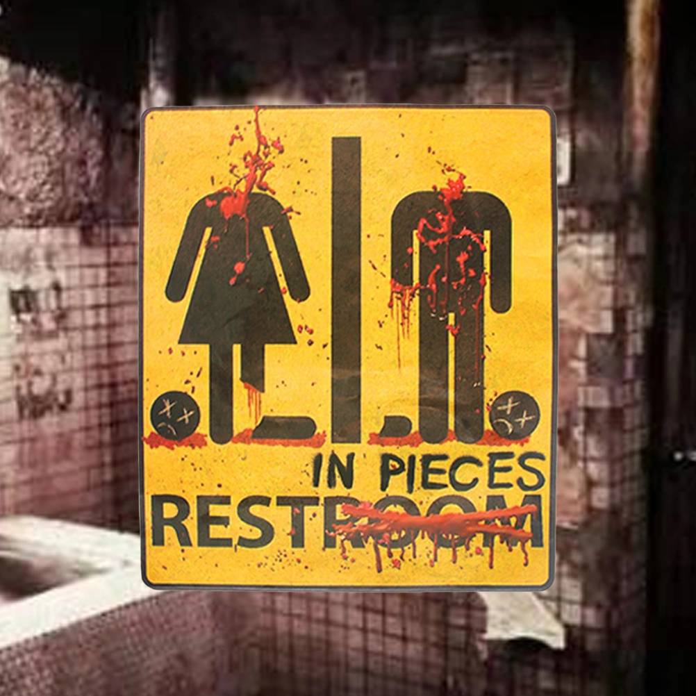 Halloween Horror Party Decorative Bloody Restroom Bathroom Door Sign Sticker - 43x31cm