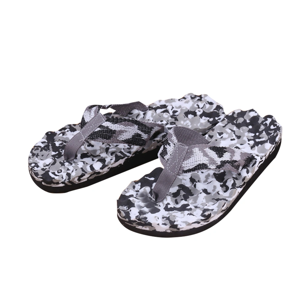 Men Flops Antiskid Camouflage Sandals Slipper for Indoor Outdoor Home Beach - Size 43(Black)