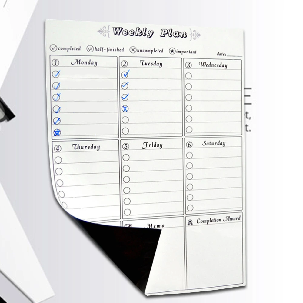 Magnetic Weekly Planner Refrigerator Stickers Dry Erase Schedule To-do-list Manager