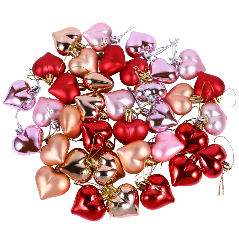 36Pcs Romantic Heart Shaped Ornaments Plastic Pendants Party Layout Decoration