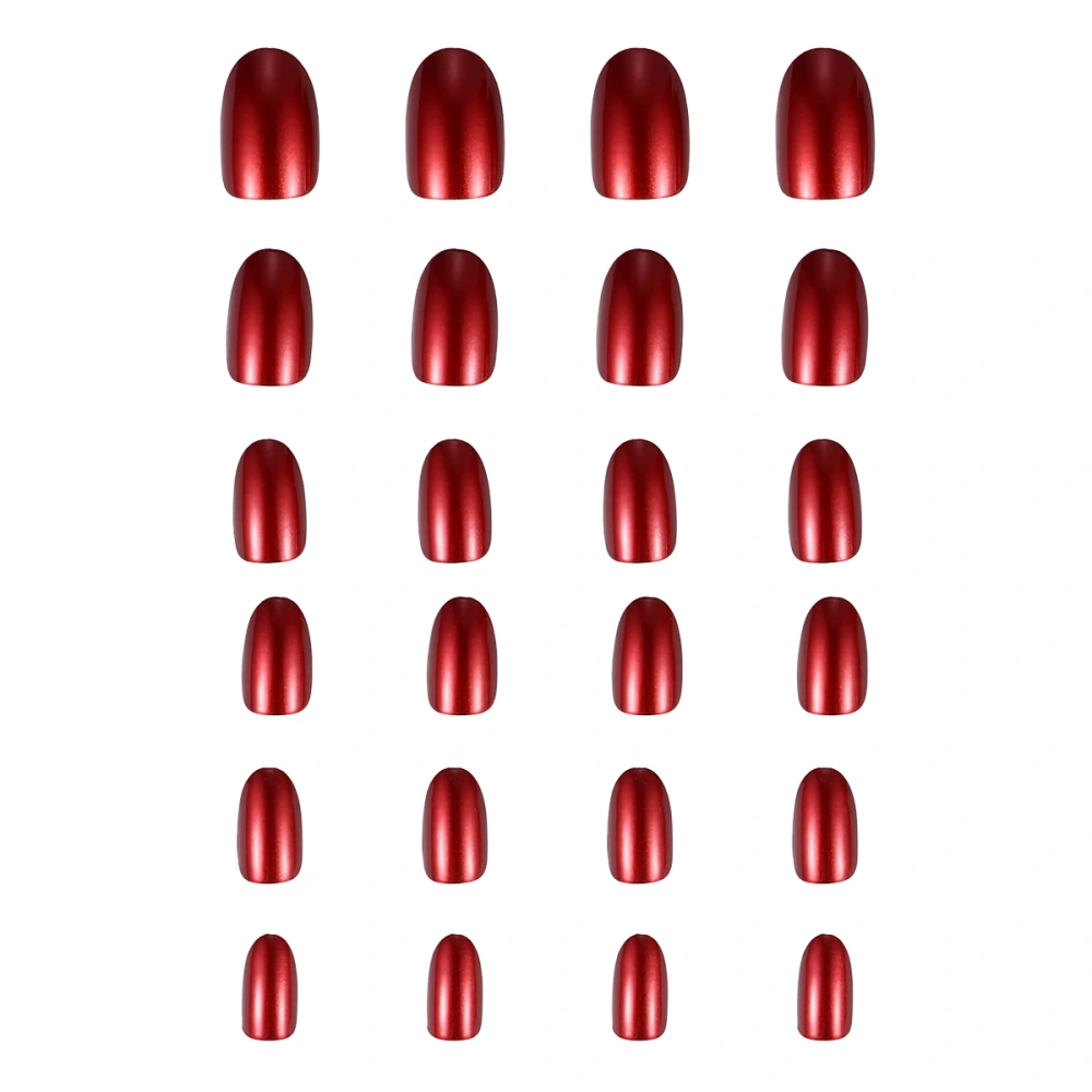 24pcs Fake Nails Reusable Artificial Fingernails Finished Solid Color Nail Tips for Women Girls (Mirror Red)