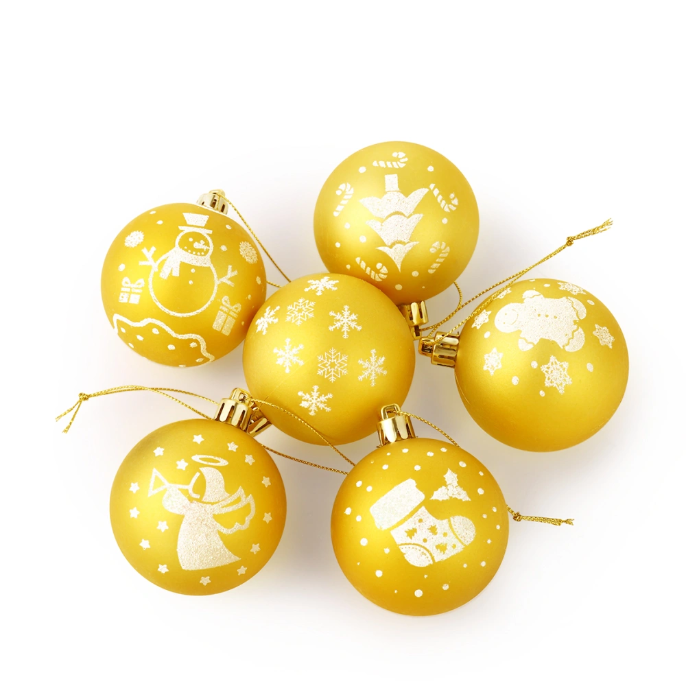 Yardwe 30pcs 6cm Christmas Ball Ornaments Golden Xmas Hanging Balls Festive Adornment Balls for Party Banquet Festival