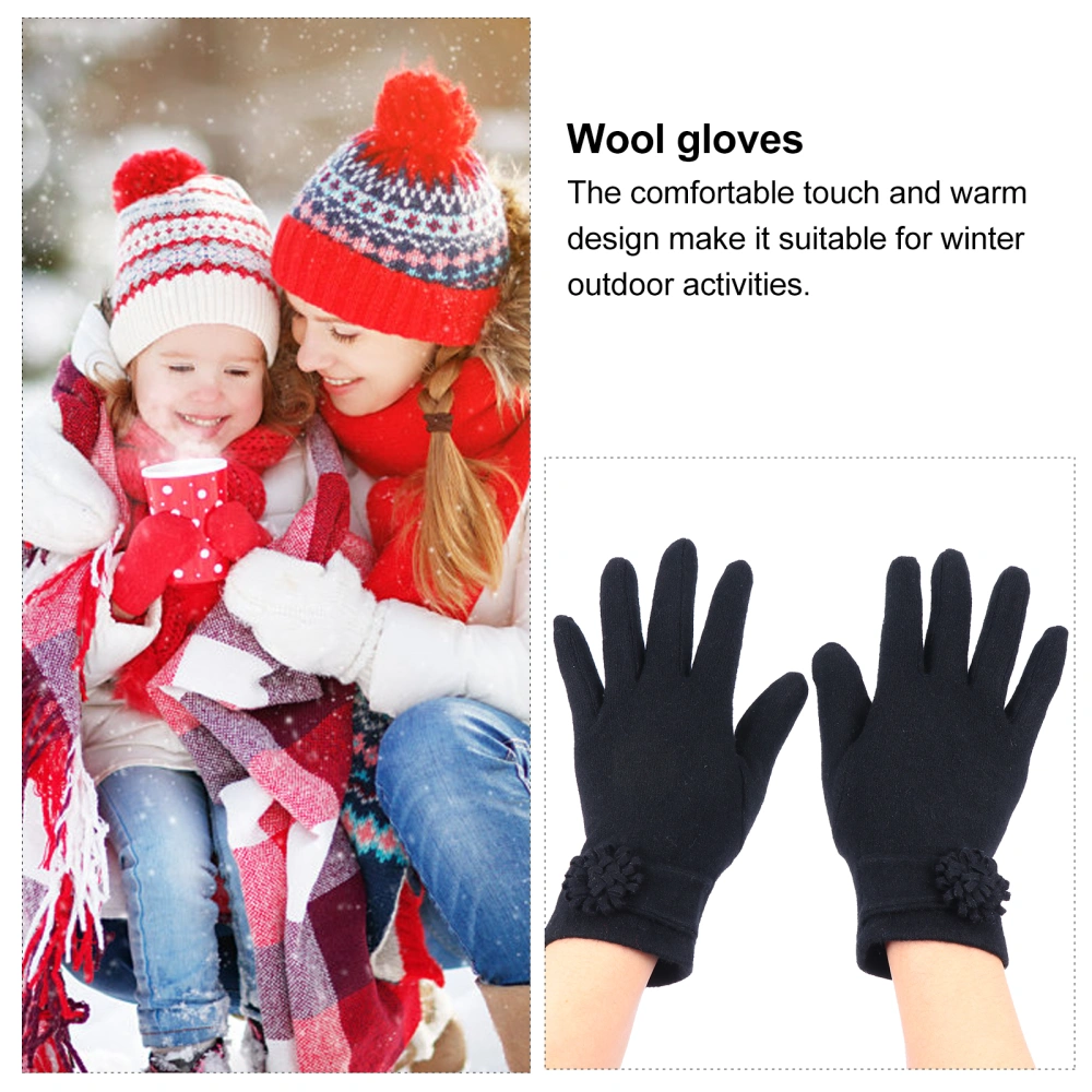 1 Pair Winter Warm Gloves Outdoor Windproof Gloves Comfy Fleece-lined Gloves