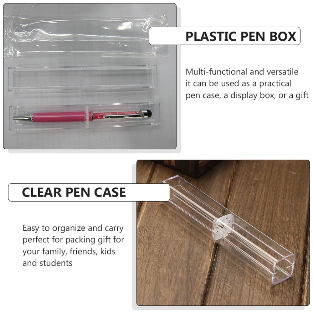 10Pcs Clear Pen Case Ballpoint Pen Gift Box Pencil Storage Case Plastic Pen Box