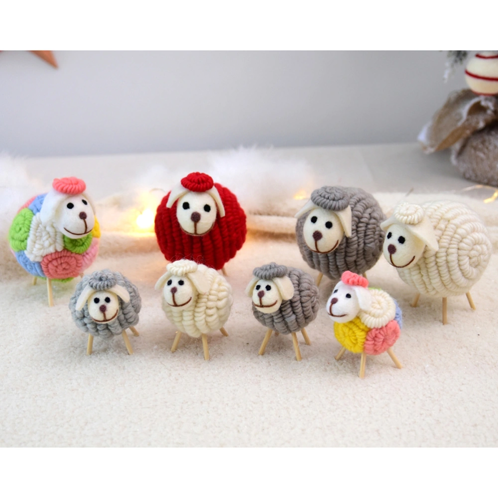 White Christmas Desktop Ornament Mini Sheep Decoration Crafts Lamb Handcraft Wool Felt Sheep Adornment- Size S