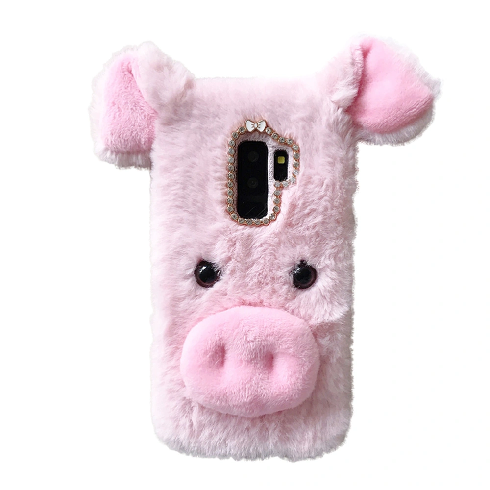 Phone Case Plush Pigs Precision Holes Rex Rabbit Plush Fashion Comfortable Hand Warmer for Galaxy S9+ (Pink)