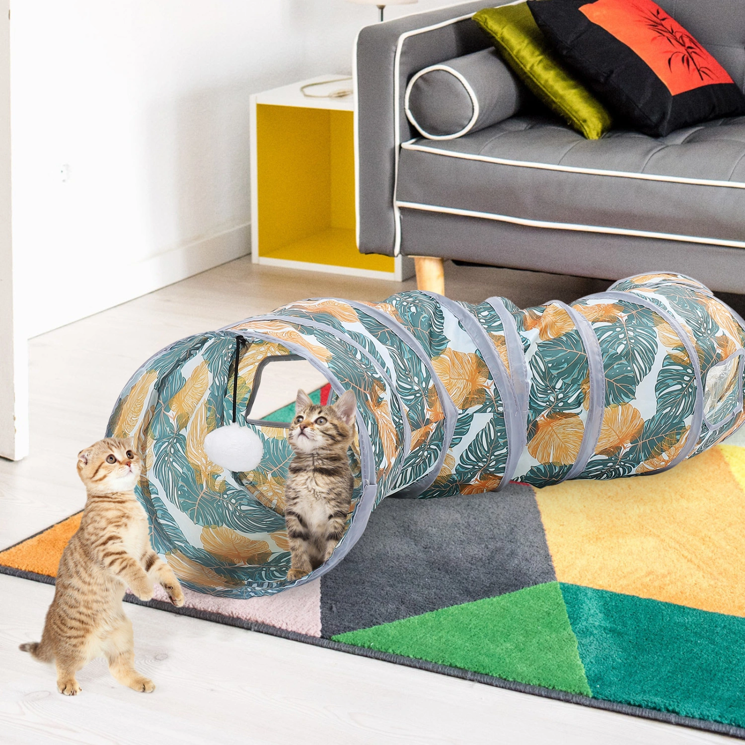 Cat Tunnel with Play Ball Cat Interactive Tunnel Polyester Kitten Tunnel S-tube Cat Tunnel