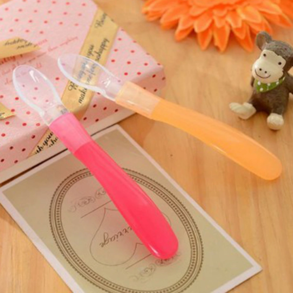 Silicone Baby Spoon Feeding Spoon Newborn Spoon Tableware Flatware (Yellow)