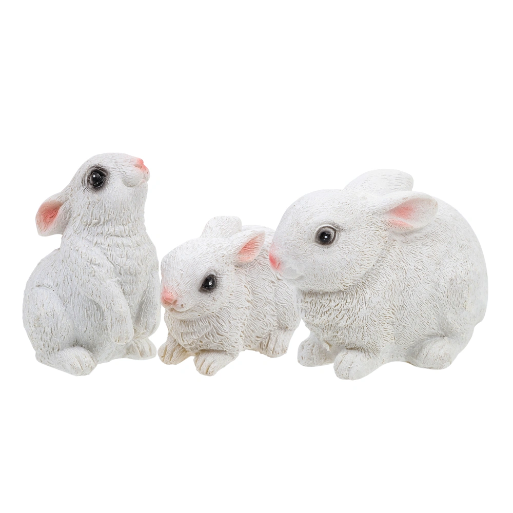 3Pcs Micro Rabbit Decors Resin Easter Bunny Adorns Adorable Animals Adorns