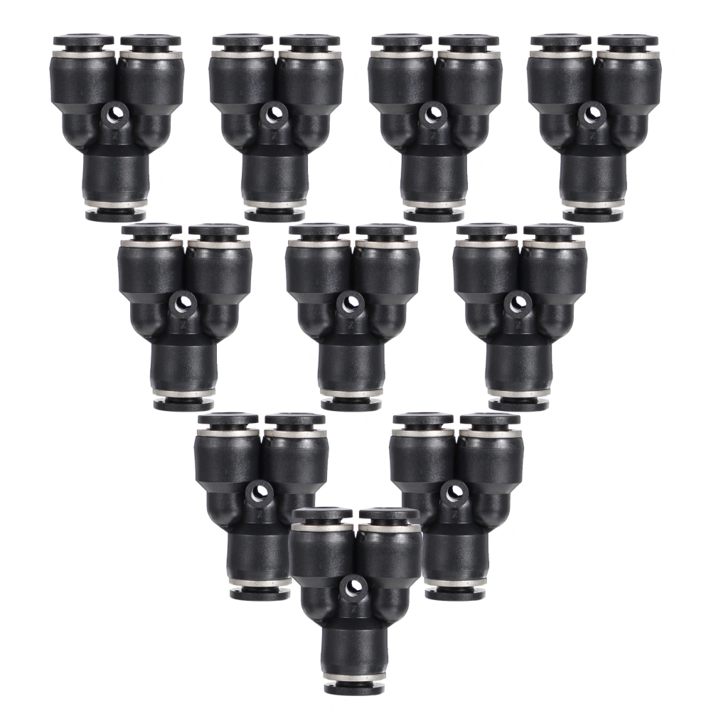 12pcs Three-way Tube Fittings Plastic Y Spliter Quick Plug Connector (PY6)