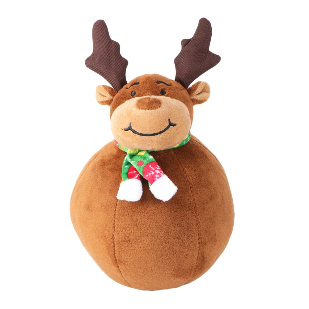 Christmas Kids Plush Toy Adorable Cotton Stuffed Gift Hugging Pillow Doll (Round Deer Small Size)