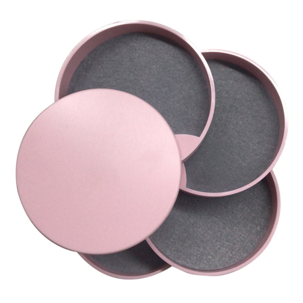 Creative Jewelry Storage Box 4 Layers Cylinder Rotation Desktop Jewelry Case Container (Pink)